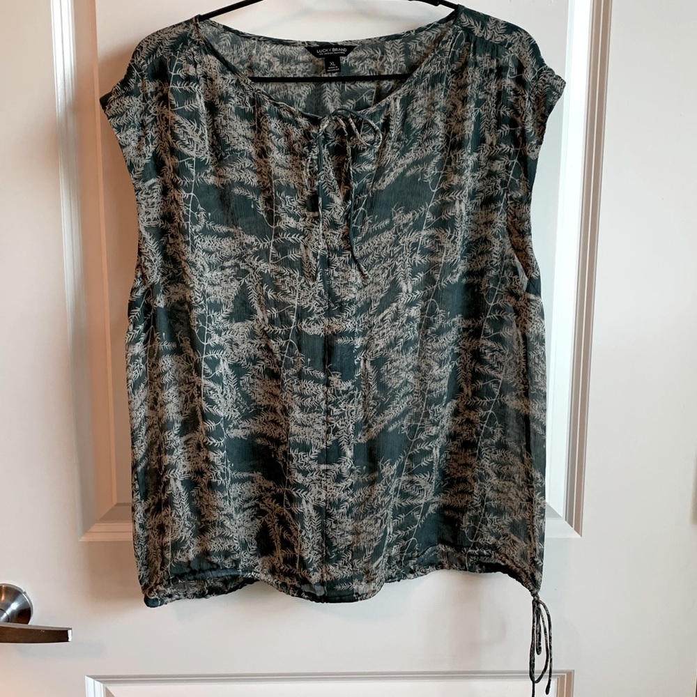 Lucky Brand Tie Front Sheer Blouse